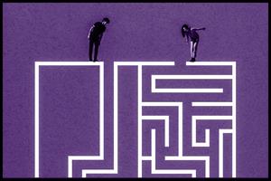 People stood on top of a maze