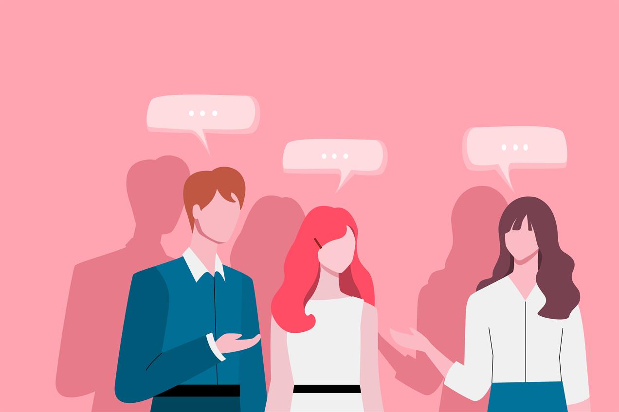 Graphic of colleagues conversing