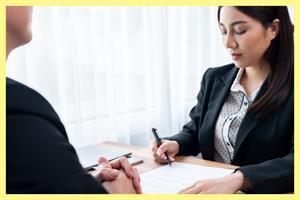 Woman signing contract