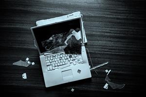 Smashed laptop