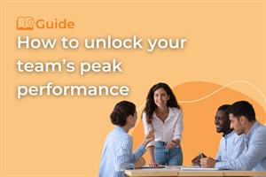 People chatting around table with text - how to unlock team's peak performance