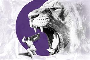 Gladiator defending himself against a lion