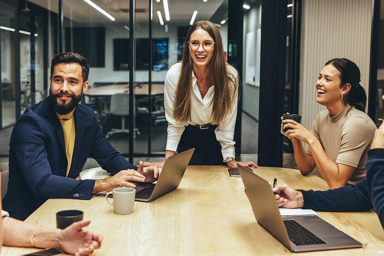 Happy colleagues in a meeting