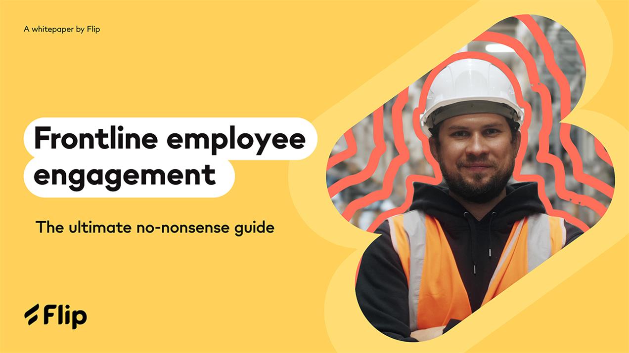 Image of a construction worker and working promoting Flip's frontline employee engagement report 
