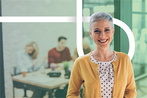 Older worker smiling