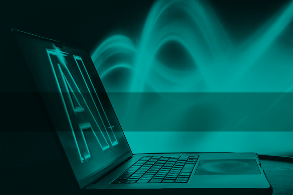 Laptop with AI written on in