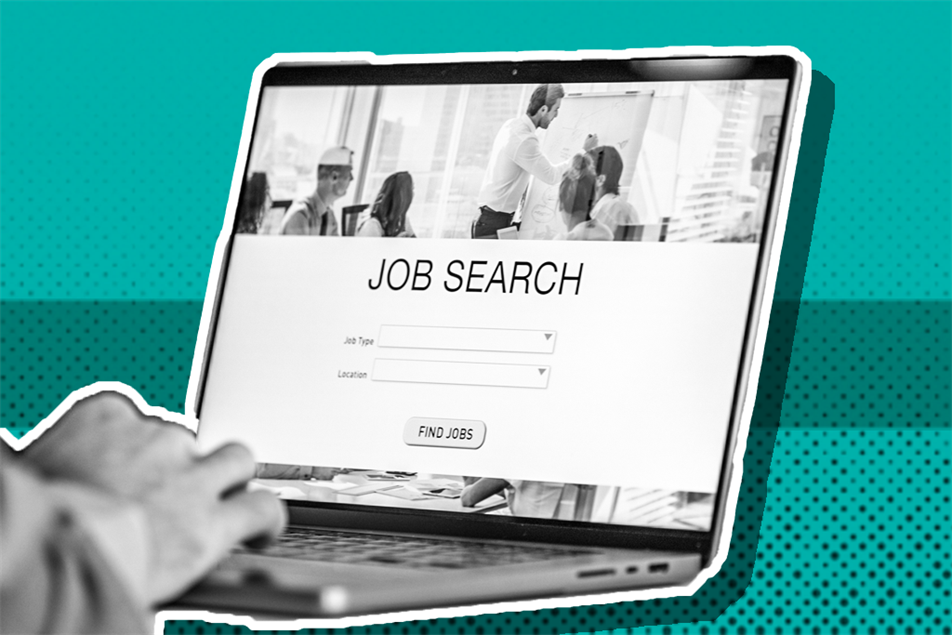 Searching for jobs on laptop
