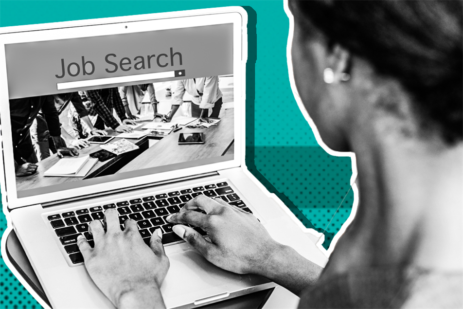 Close up of someone looking at a job search site on a laptop