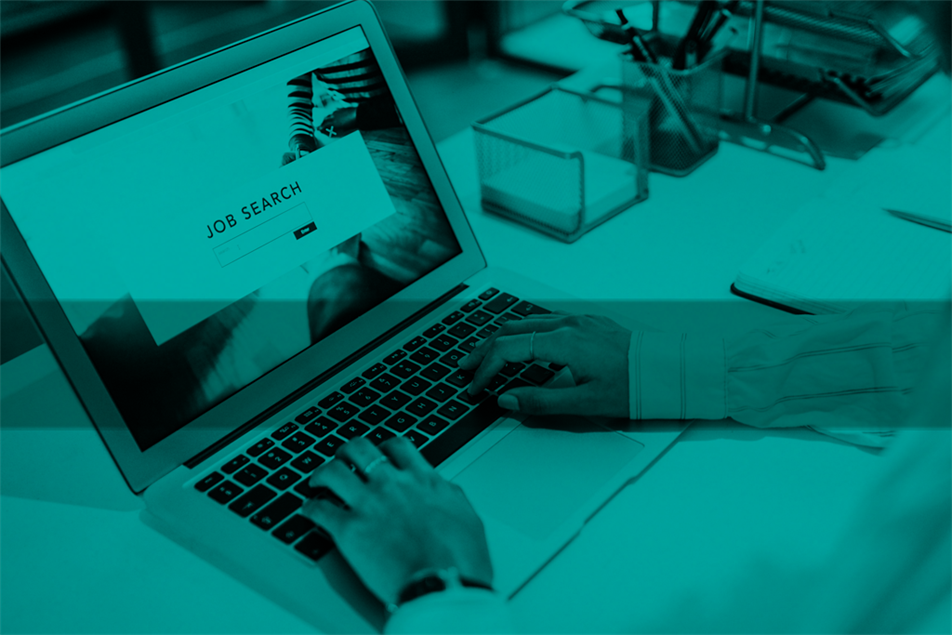 Close up of someone looking at a job search page on a laptop