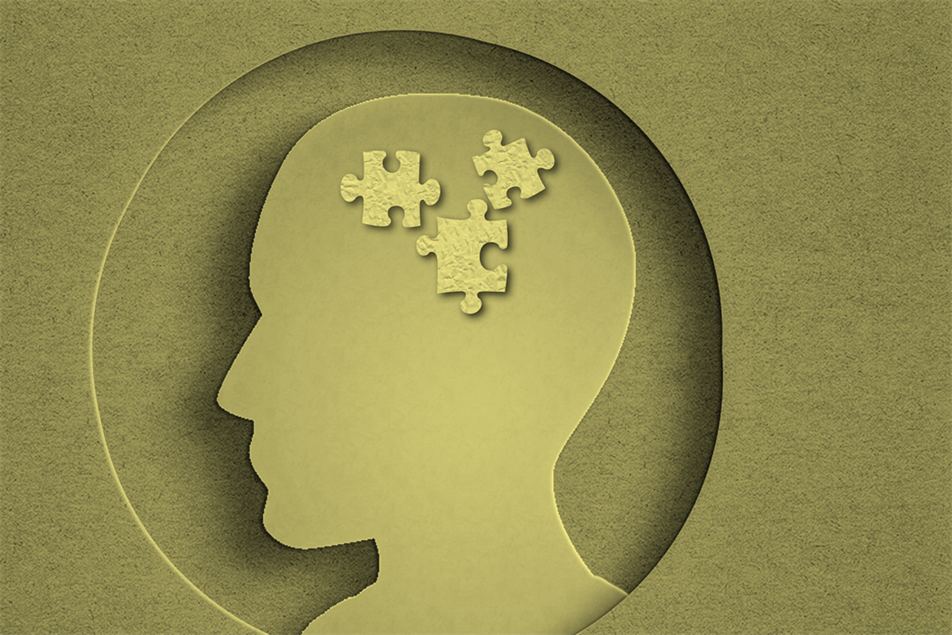 Illustration of puzzle pieces inside a head