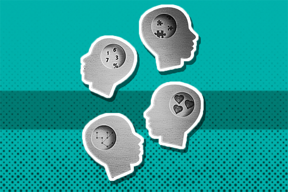 Illustration of heads with different symbols inside them