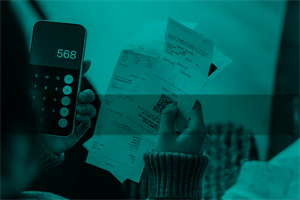 Female calculating receipts