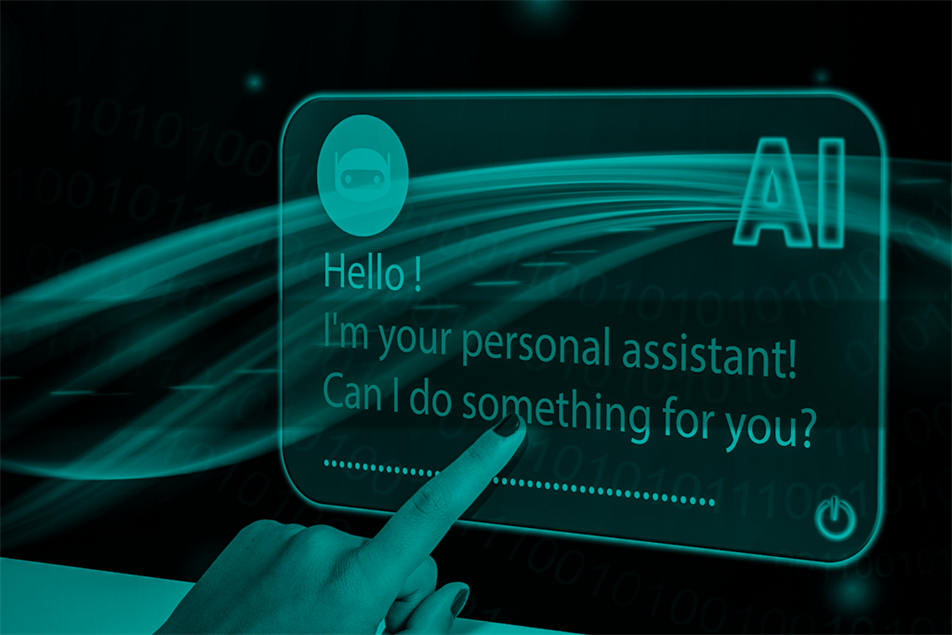 Finger pointing to an AI chatbot conversation