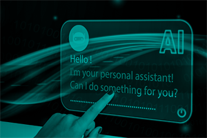 Finger pointing to an AI chatbot conversation