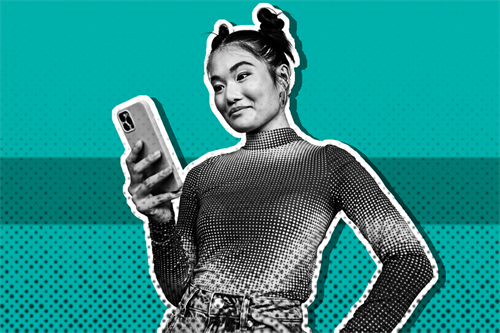 Woman holding mobile phone