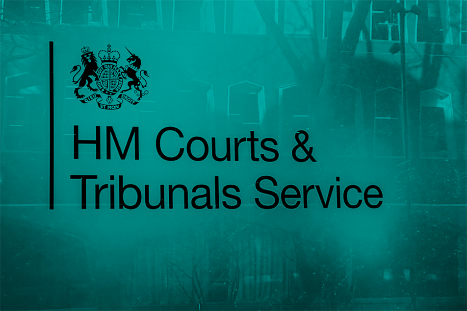 Courts and Tribunals Service logo on glass