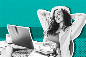 woman relaxing with laptop 