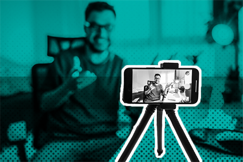 Person filming themselves on a phone