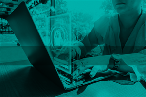 Female worker using AI chatbot