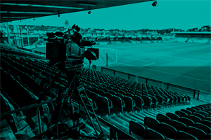 Video camera set up at a football stadium