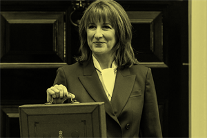 Rachel Reeves holding the budget suitcase
