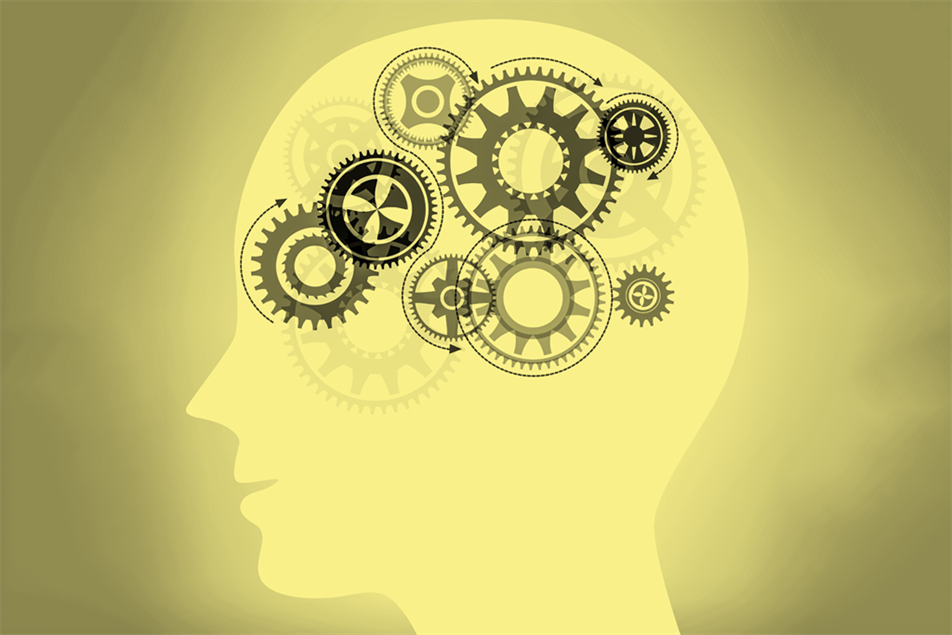 Illustration of head with cogwheels