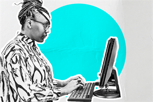 Person sat typing on a computer